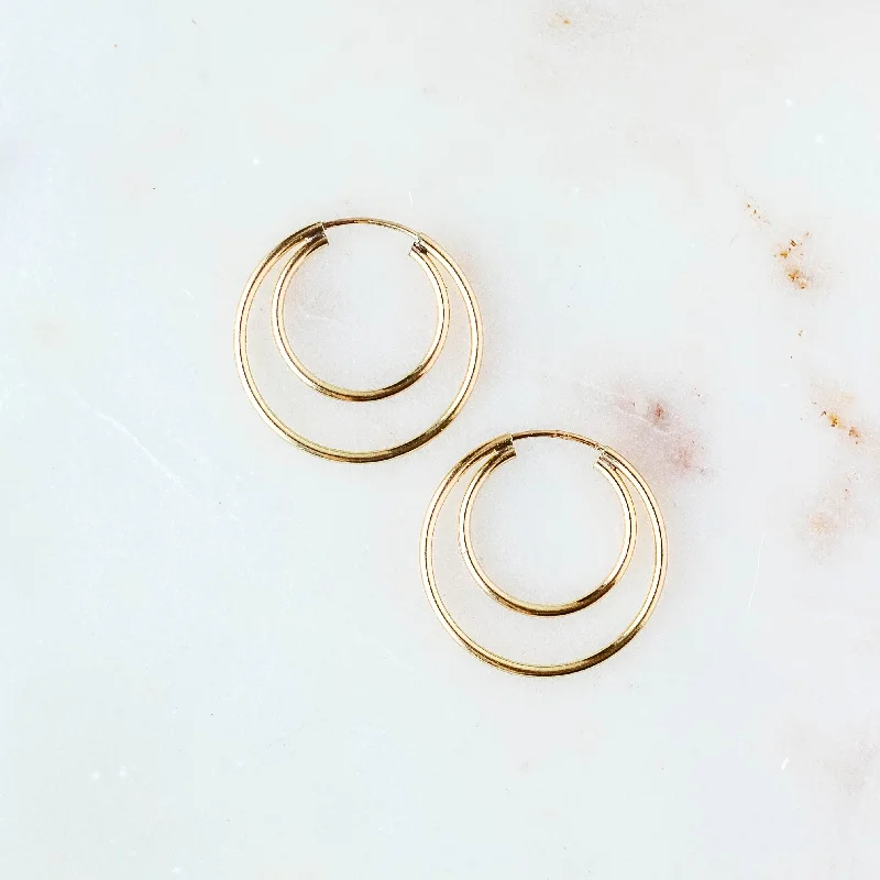 Ladies retro style earrings -Double Vision Hoops | Medium