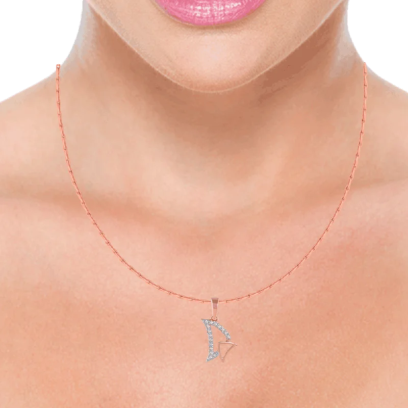 necklaces with silver pendant -18KT (750) Rose Gold And Diamond Pendant For Women