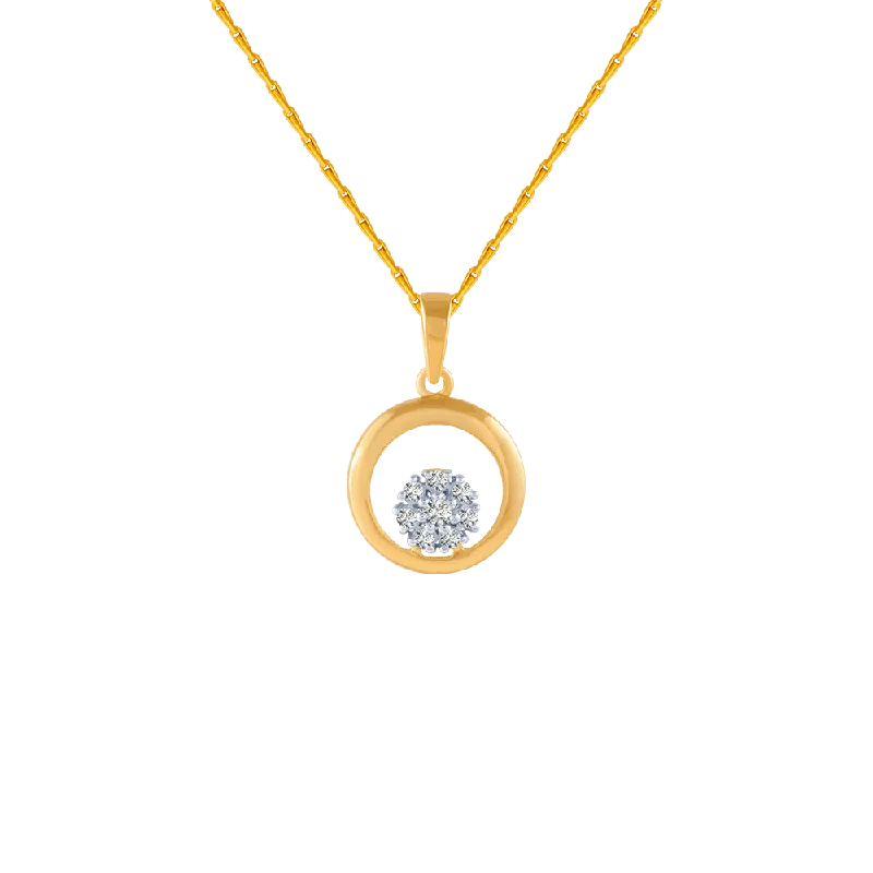 necklaces with lock charm -18KT (750) Yellow Gold And Diamond Pendant For Women