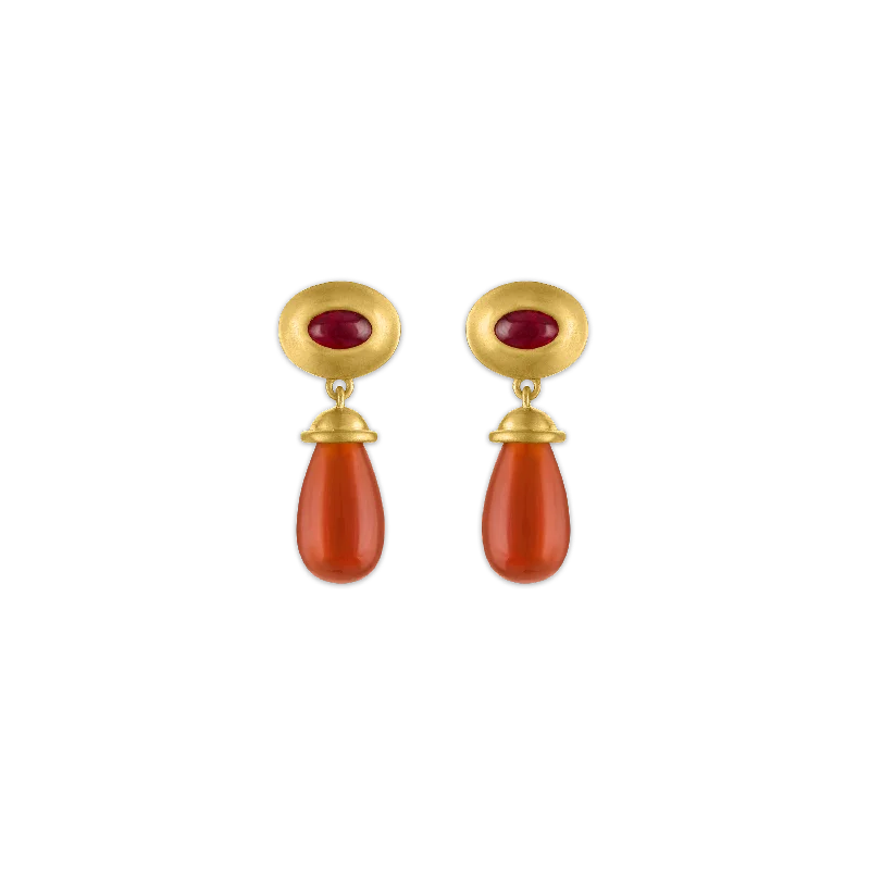 Ladies bold gold earrings -Ruby and Carnelian Alabastra Earrings