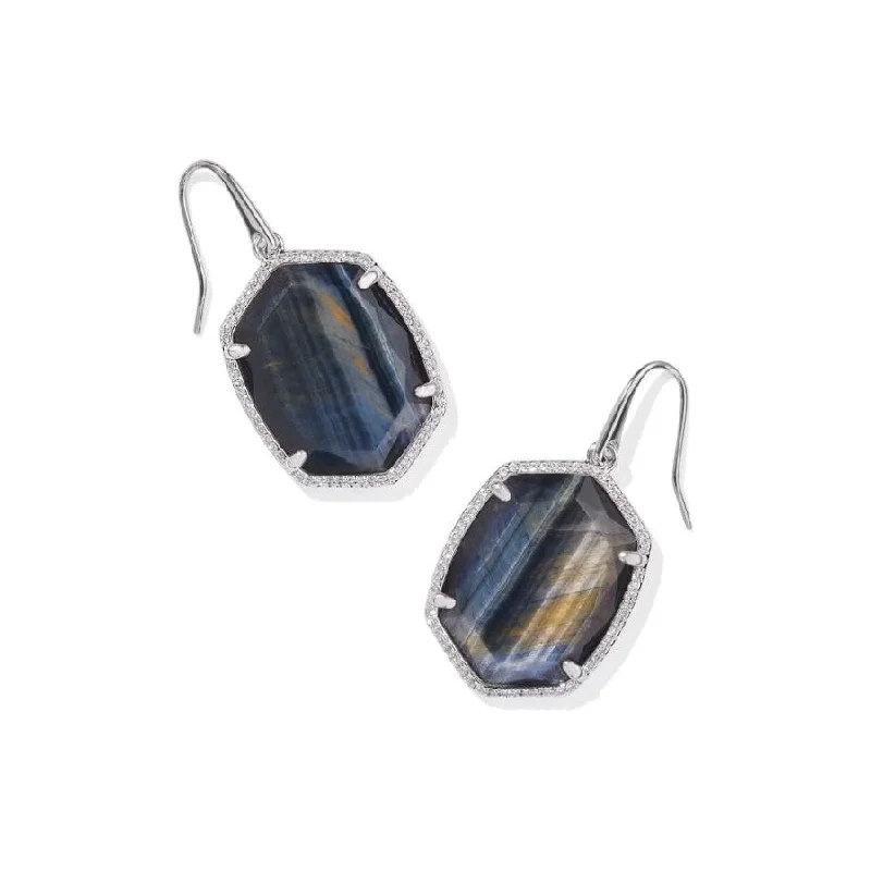 Ladies sterling silver earrings -Kendra Scott Daphne Pave Frame Drop Earrings