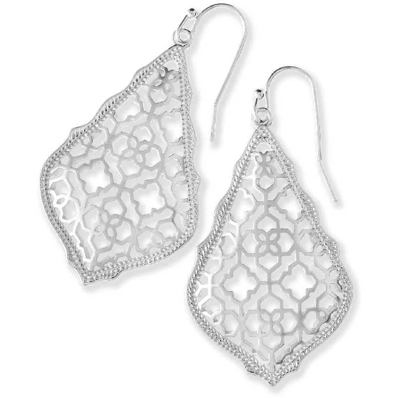 Bridal earrings for women -Kendra Scott Addie Silver Drop Earrings In Silver Filigree