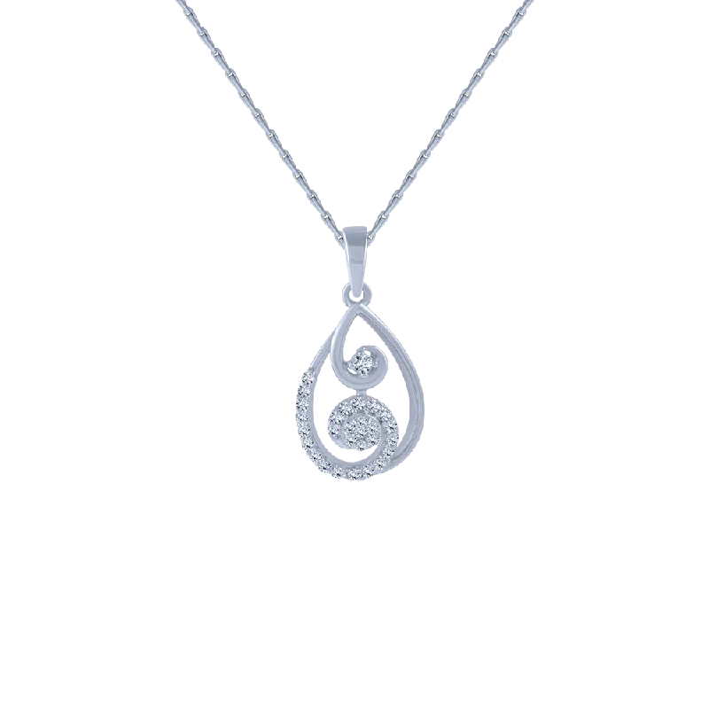 necklaces with shell design -18KT (750) White Gold And Diamond Pendant For Women