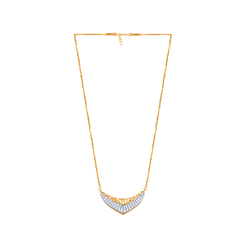 necklaces with blue sapphire -22KT (916) Yellow Gold  Chain Pendant For Women