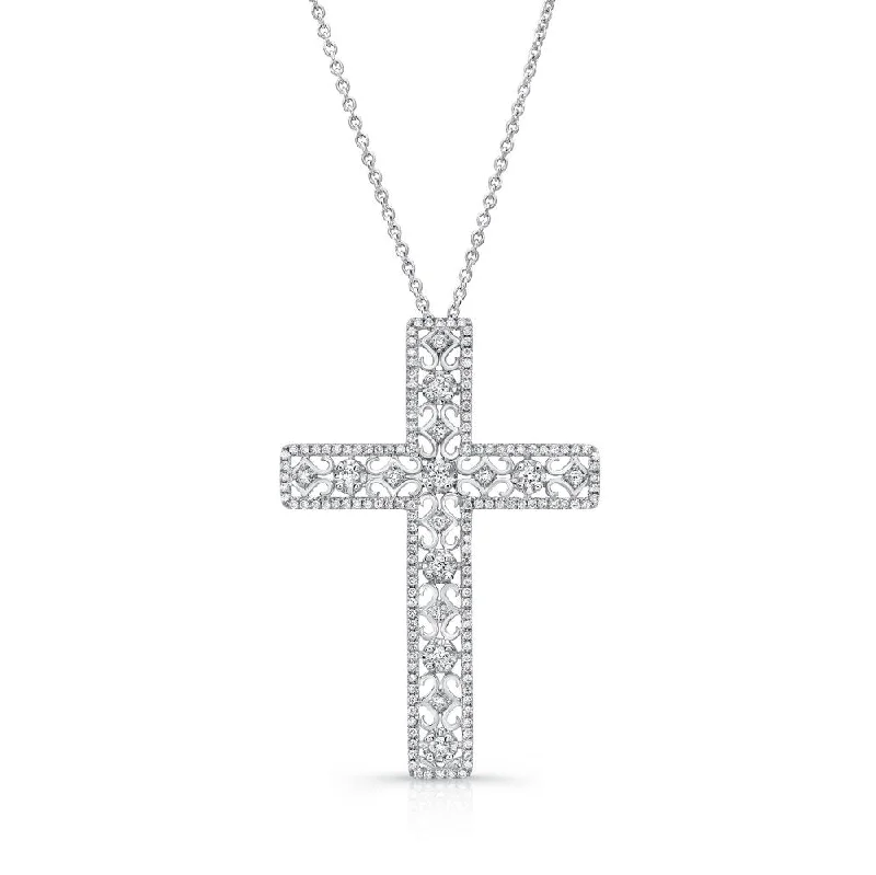 necklaces with citrine yellow -Uneek Openwork Diamond Cross Pendant