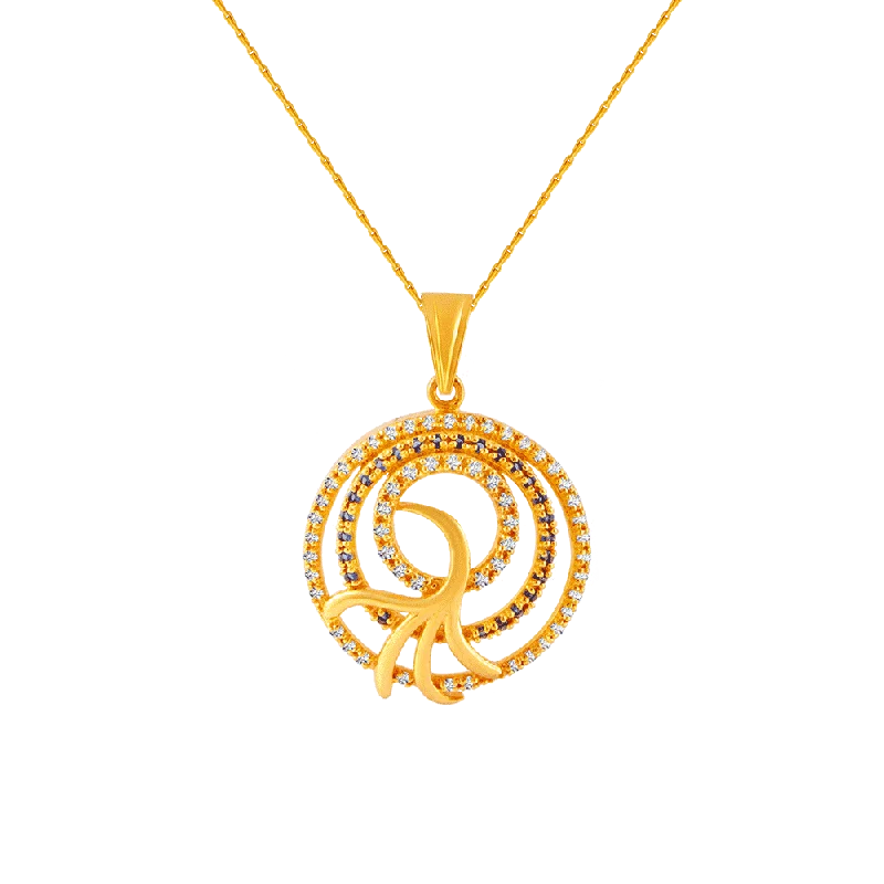 necklaces for birthday gift -22KT (916) Yellow Gold, American Diamond And American Diamond Pendant For Women