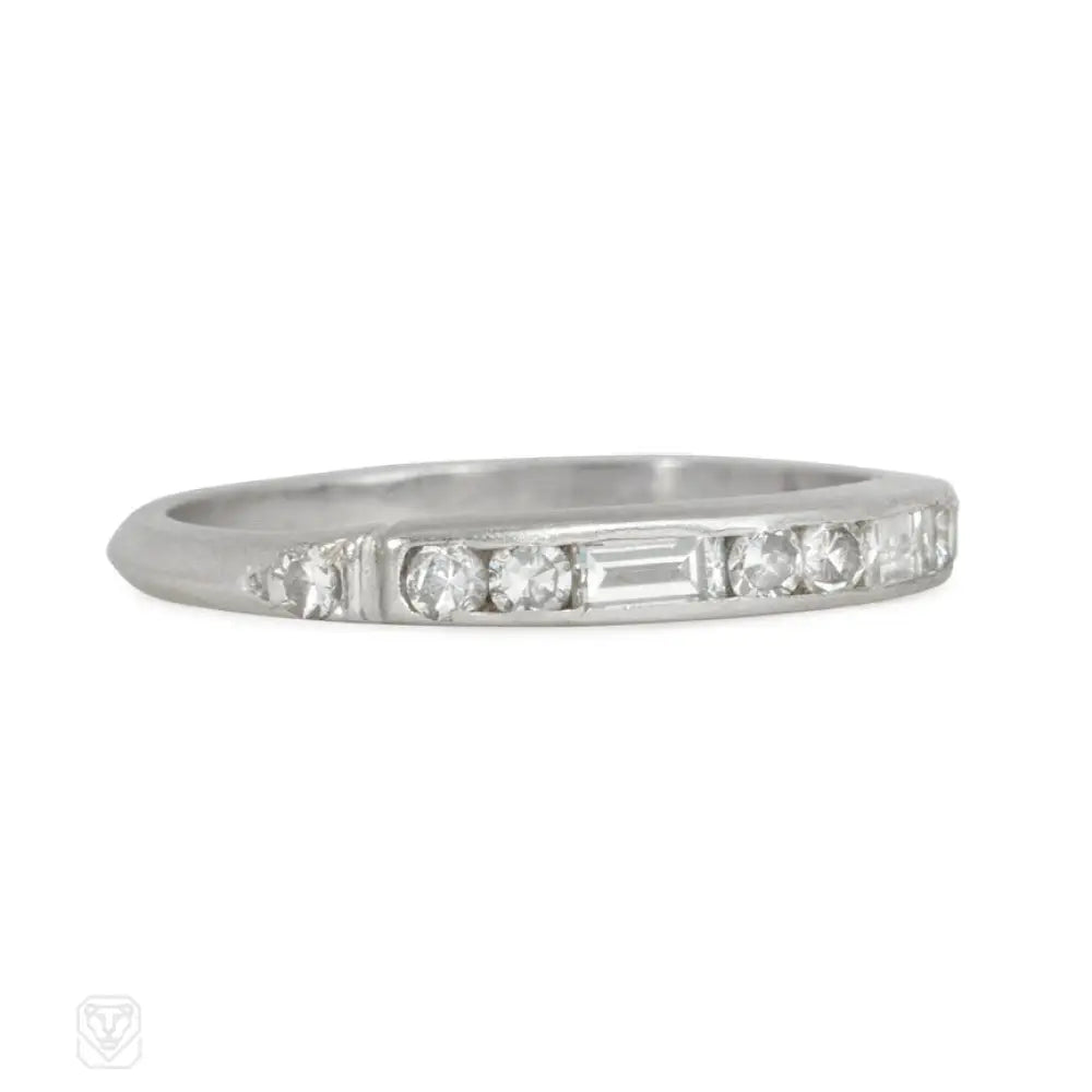 Ladies infinity engagement rings -Art Deco alternating diamond half hoop band