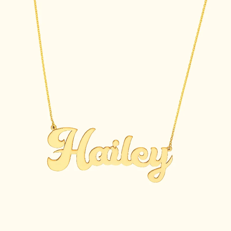 necklaces adjustable length fit -Adjustable 14K Gold Cursive Nameplate Necklace