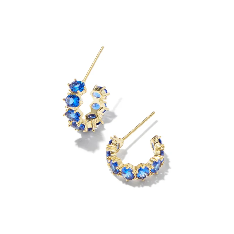 Modern pearl earrings for women -Kendra Scott Gold Cailin Huggie Earrings in Blue Crystal