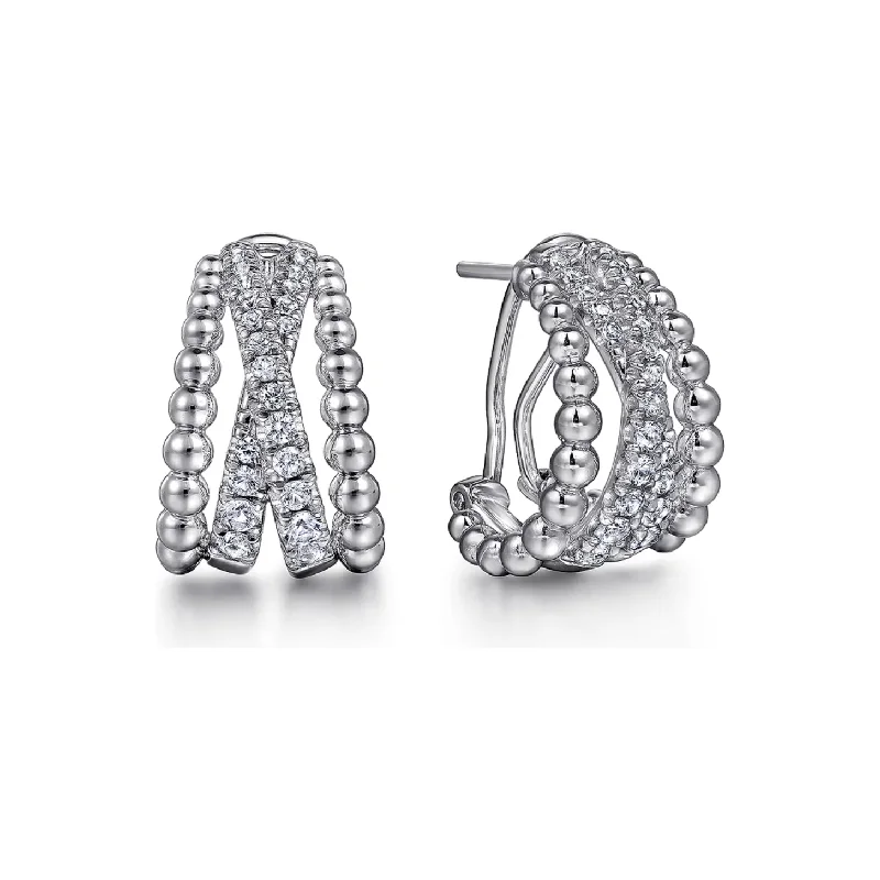 Ladies star-shaped earrings -Gabriel Sterling Silver White Sapphire Bujukan Huggie Earrings