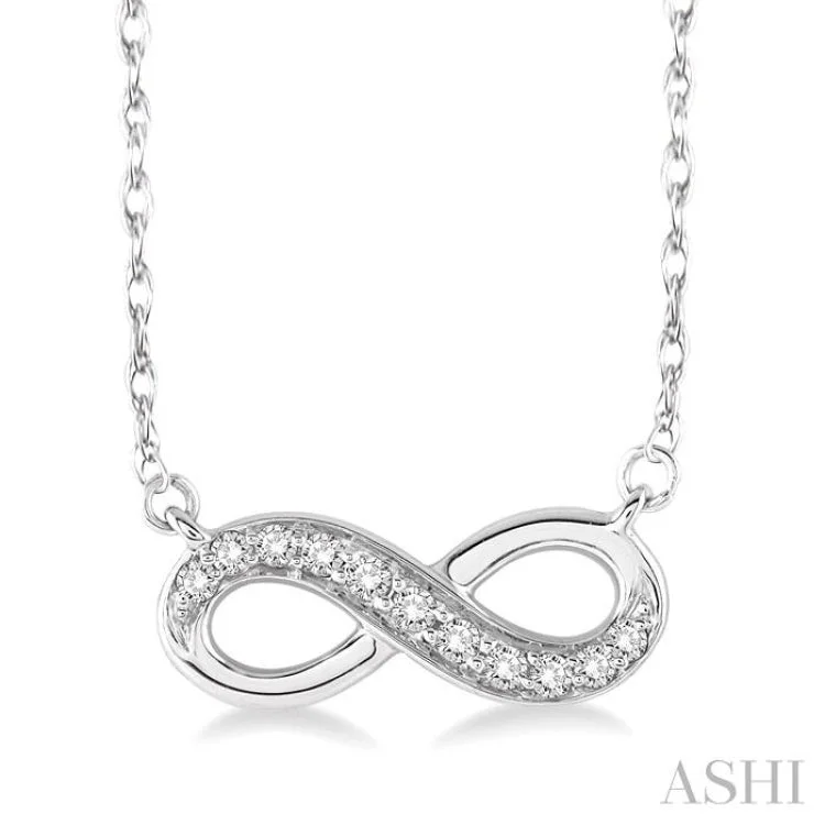 necklaces for special occasions -1/6 Ctw Round Cut Diamond Infinity Pendant in 10K White Gold with Chain