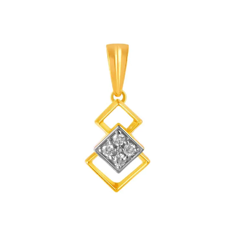 necklaces for holiday gift -14k Gold Pendant With Overlapping Squares And Diamond Detail