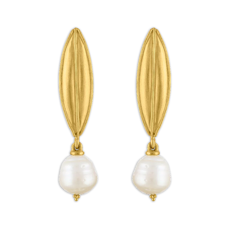 Statement pearl earrings for ladies -Laurel South Sea Pearl Earrings