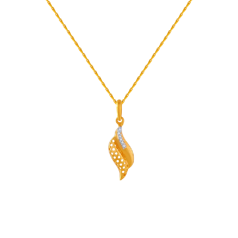 necklaces for couples matching -14KT (585) Yellow Gold And American Diamond Pendant For Women