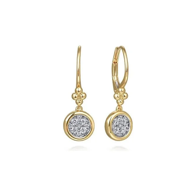 Classic pearl stud earrings for ladies -Gabriel 14K Two-Tone Diamond Cluster Bujukan Leverback Earrings