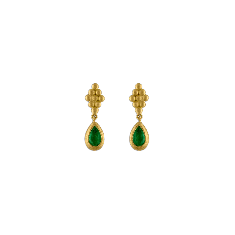 Ladies colorful gemstone earrings -Small Emerald Nona Earrings