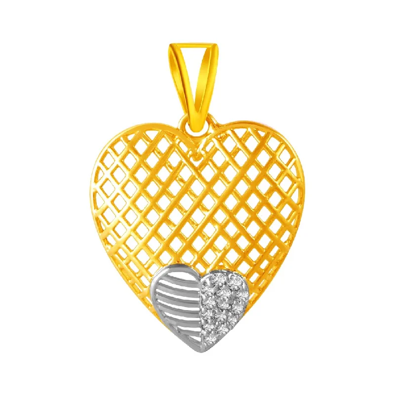 necklaces for women gold elegance -14k Gold Heart Shaped Pendant With Criss Cross And Diamond Details