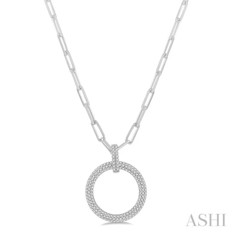 necklaces for anniversary surprise -1/2 Ctw Circle Of Love Round Cut Diamond Pendant With Chain in 14K White Gold