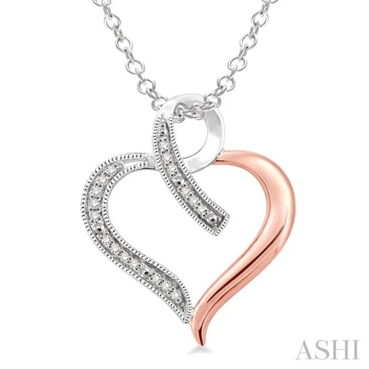 necklaces for beach wear -1/20 Ctw Single Cut Diamond Heart Pendant in Sterling Silver with Chain