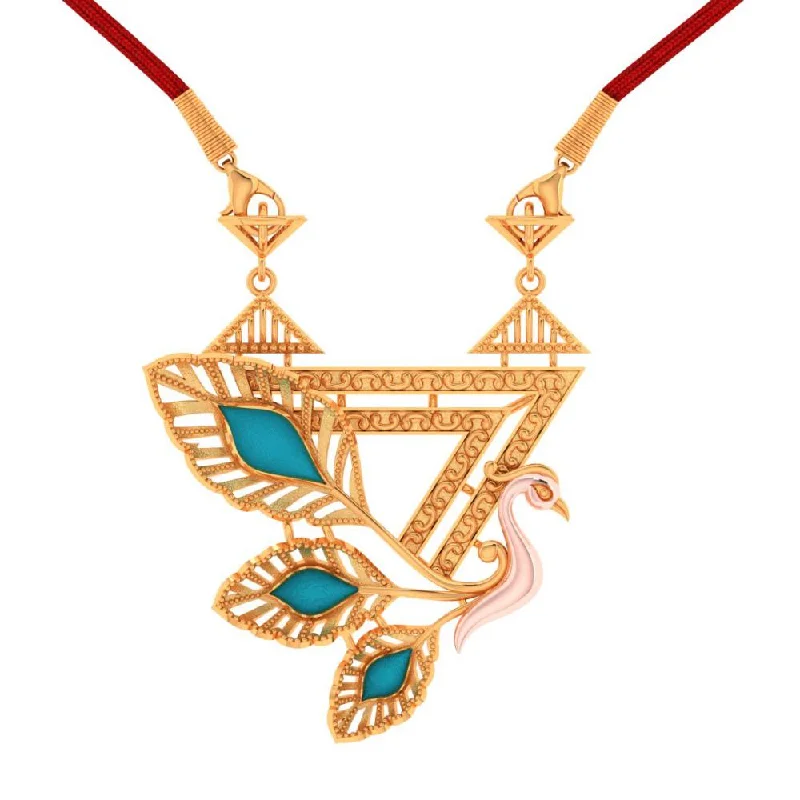 necklaces with aquamarine stone -14k Gold Blue Coloured Cantered Leaves With Swan Necklace