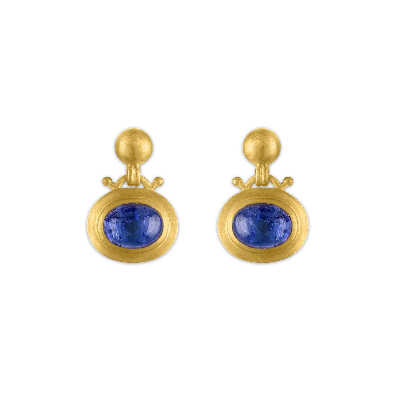 Ladies butterfly earrings -Large Tanzanite Bell Earrings