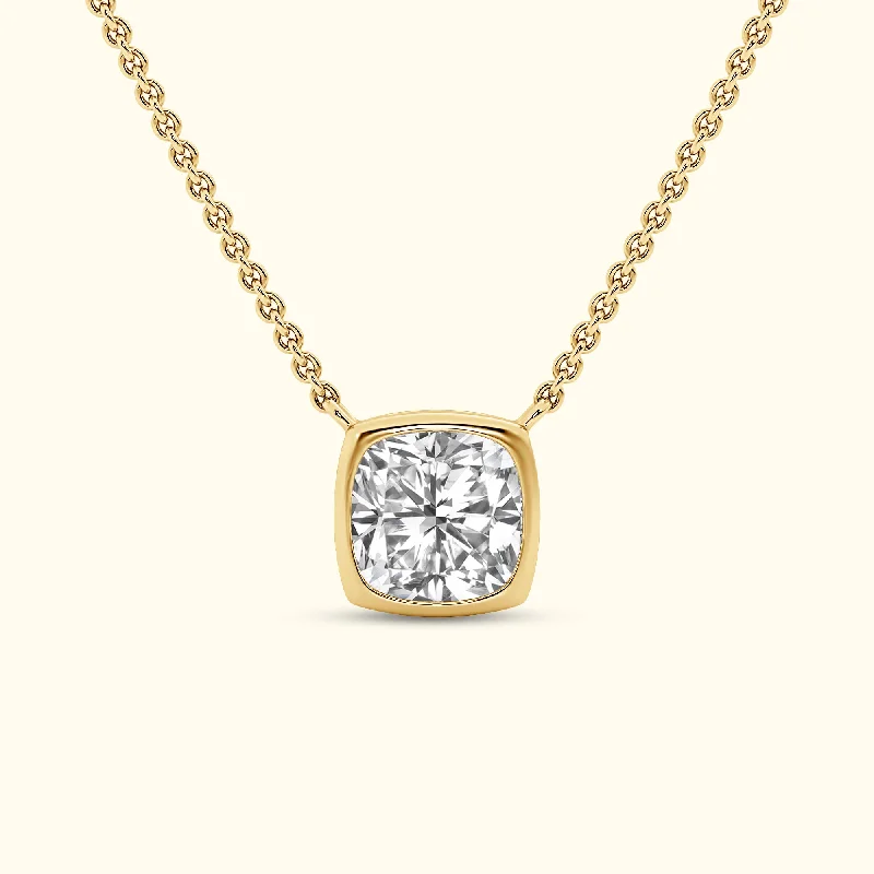 necklaces for young women -2.00ct Bezel Set Cushion Necklace