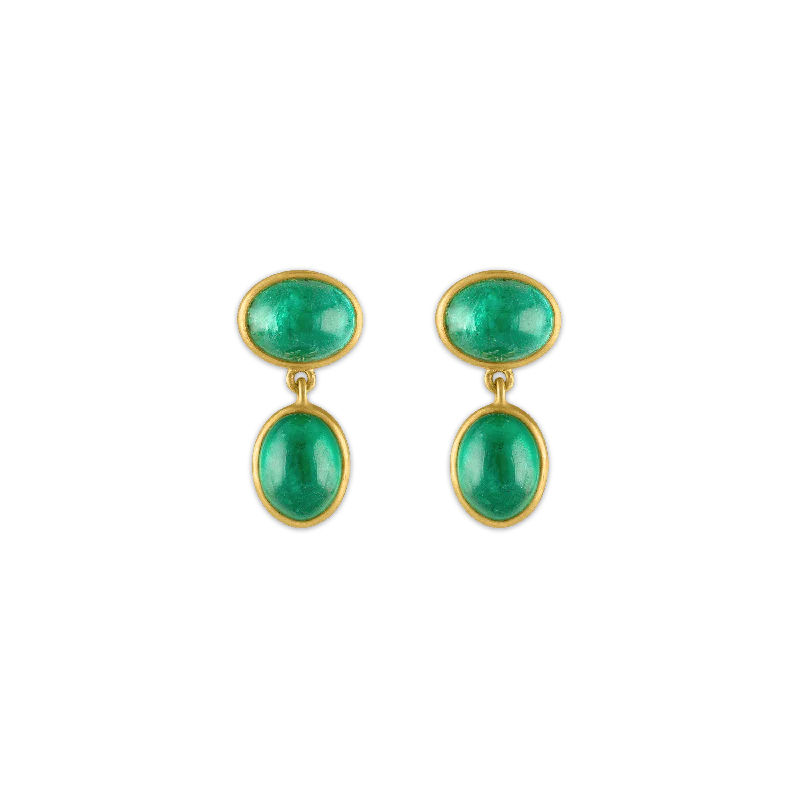 Simple stud earrings for ladies -Small Emerald Amphora Earrings