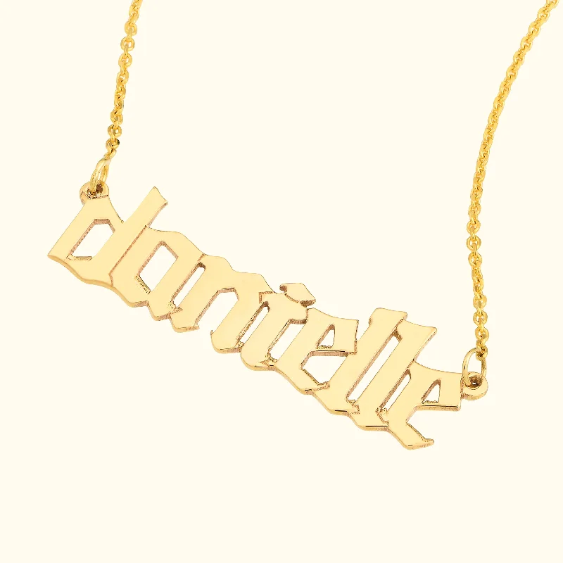 necklaces for wedding gift -Gothic Nameplate Necklace