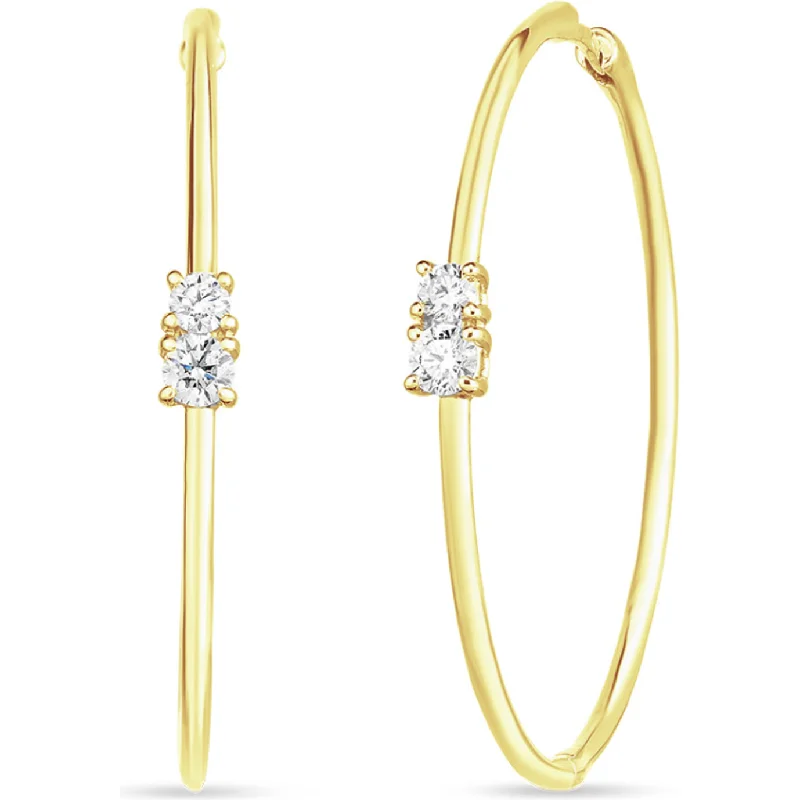 Ladies star-shaped earrings -Roberto Coin 18K Yellow Gold Diamond Hoop Earrings