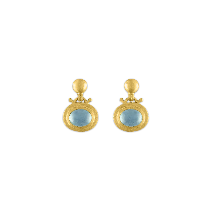 Ladies boho style earrings -Small Aquamarine Bell Earrings