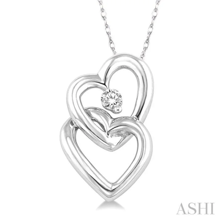 necklaces with initial pendant -1/20 Ctw Round Cut Diamond Pendant in 10K White Gold with Chain