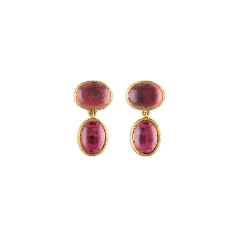 Vintage style ladies earrings -Small Pink Tourmaline Amphora Earrings