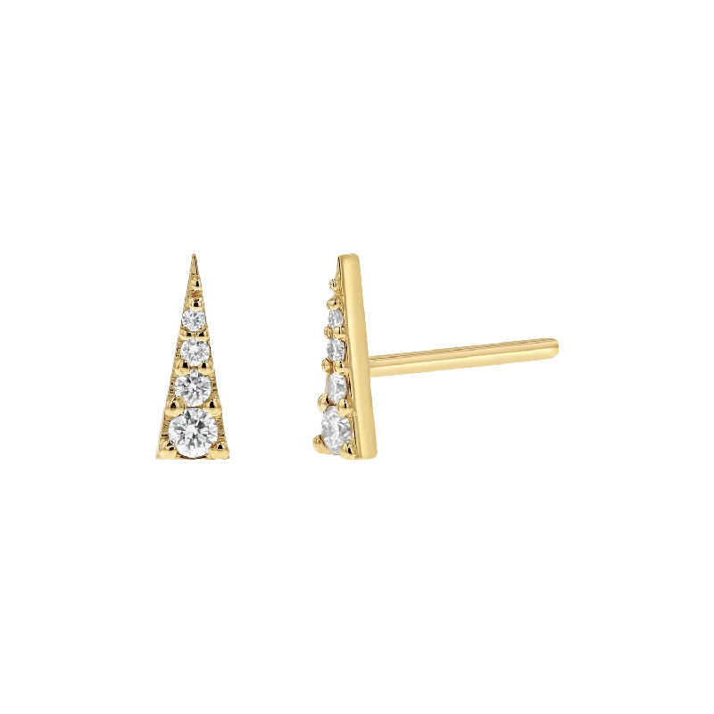 Ladies turquoise stone earrings -Diamond Spike Stud Earrings