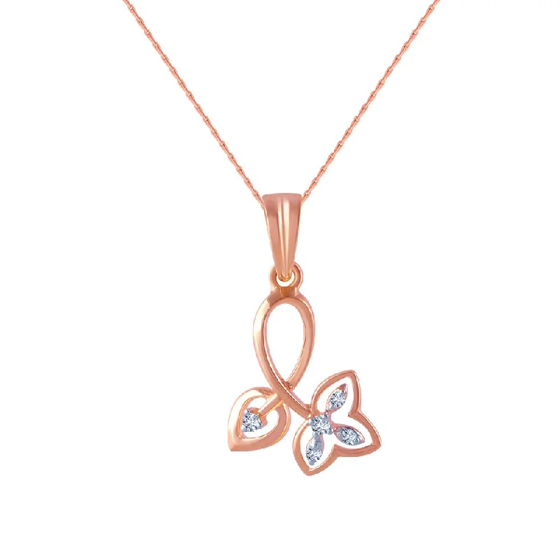 necklaces with floral charm -18k (750) Rose Gold And Diamond Pendant For Women