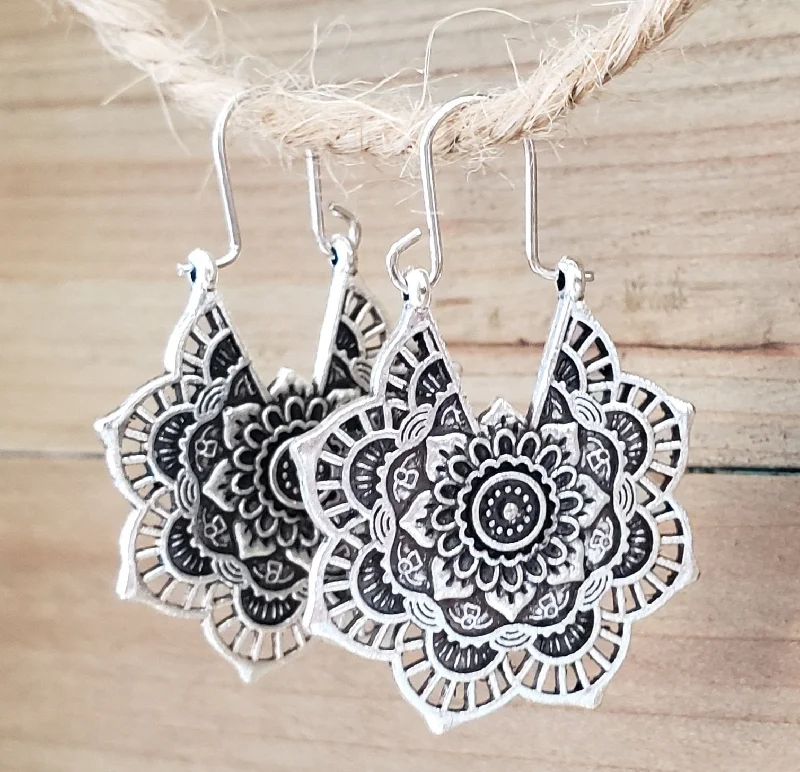 Ladies floral hoop earrings -Spirit Mandala