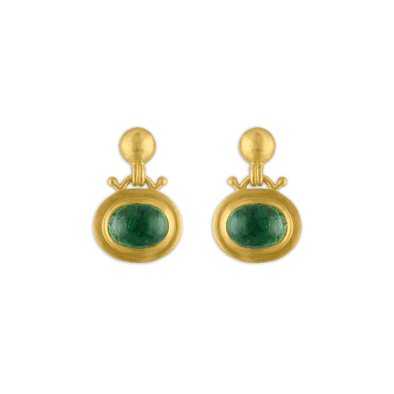 Vintage style ladies earrings -Large Green Tourmaline Bell Earrings