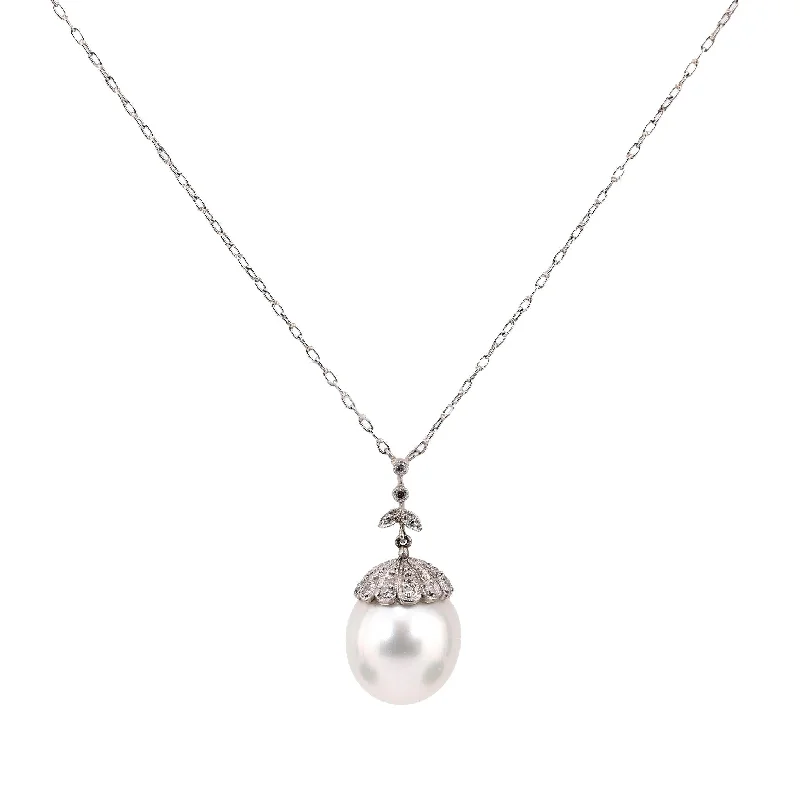 necklaces with blue topaz -Edwardian inspired large pearl diamond platinum necklace