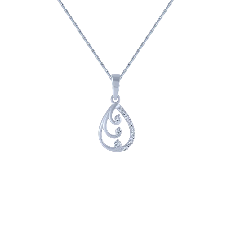 necklaces with birthstone charm -18KT (750) White Gold And Diamond Pendant For Women