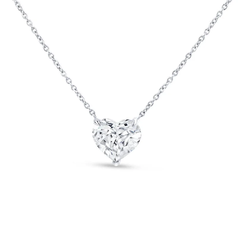 necklaces with birthstone charm -Uneek Signature Collection Heart Heart Shaped Diamond Solitaire Pendant