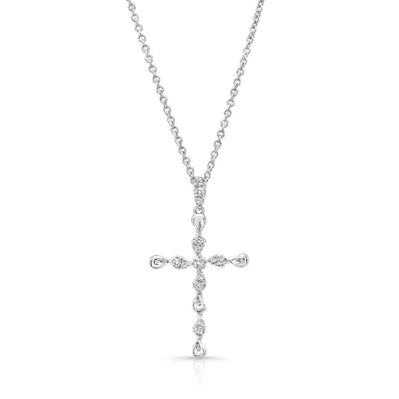 necklaces with peridot green -Uneek Petite Cross Diamond Pendant