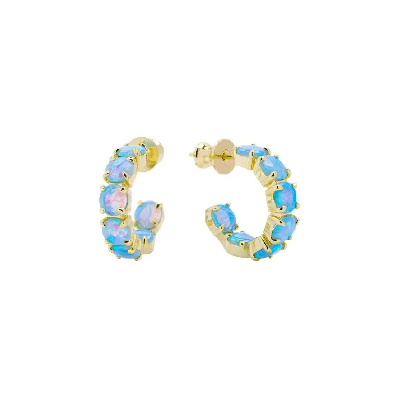 Ladies handmade earrings -Oh She Fancy 0.75" Hoops in Blue Opal