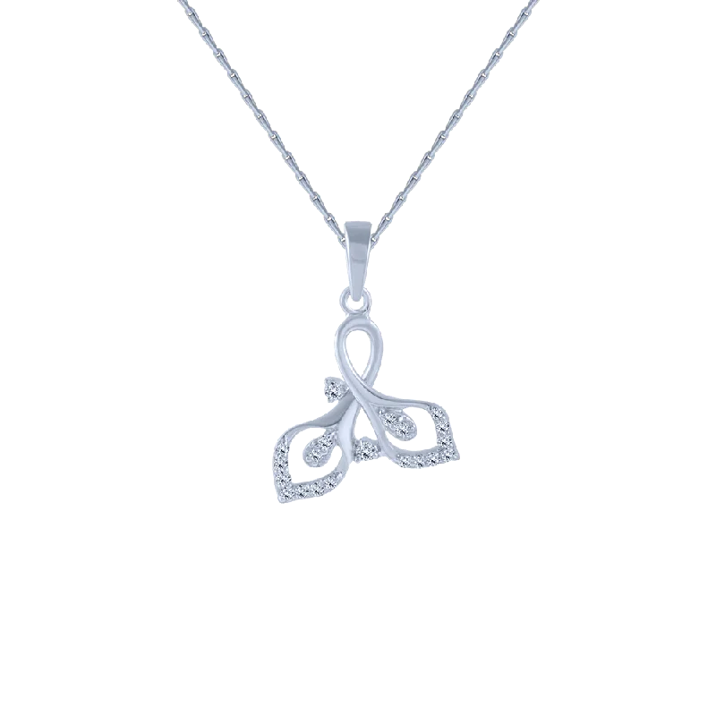 necklaces with geometric shape -18KT (750) White Gold And Diamond Pendant For Women