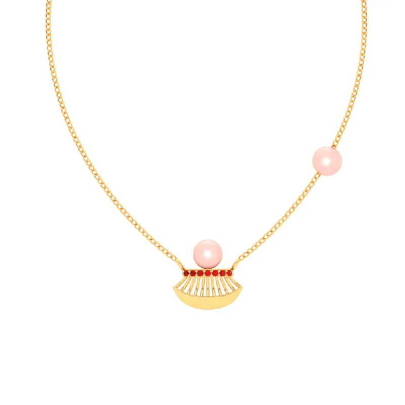 necklaces with gold plating -22k Lovely Gold Necklace With Stone From Mugdhaa Collection