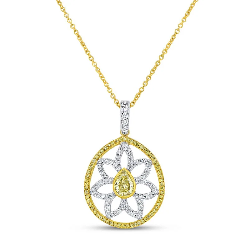 necklaces with lock charm -Uneek Natureal Collection Pear Shaped Fancy Yellow Diamond Pendant