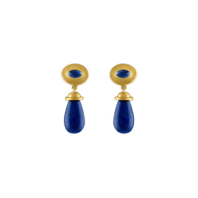 Ladies vintage crystal earrings -Blue Sapphire and Lapis Alabastra Earrings