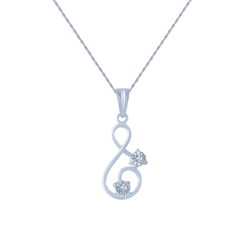 necklaces with engraved name -18k (750) White Gold And Diamond Pendant For Women