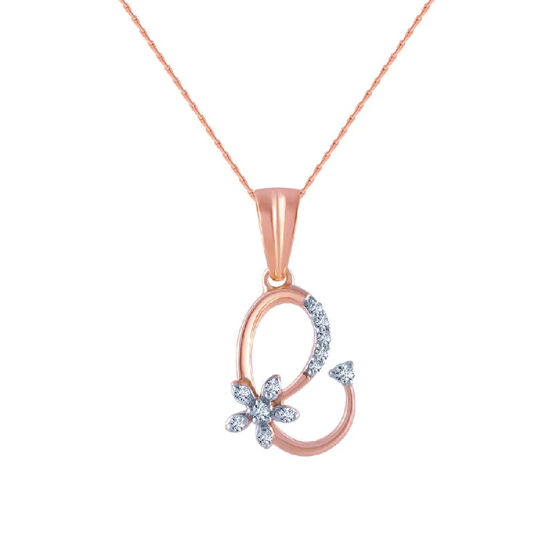 necklaces with cross pendant -18k (750) Rose Gold And Diamond Pendant For Women