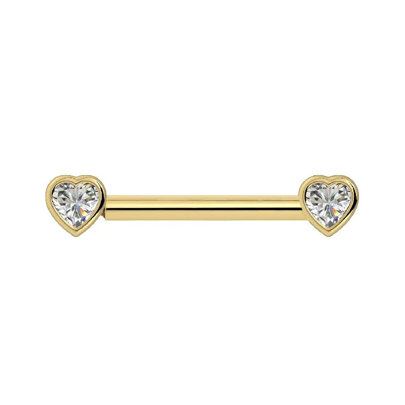 Classic diamond engagement rings for women -Diamond Heart Nipple Barbell