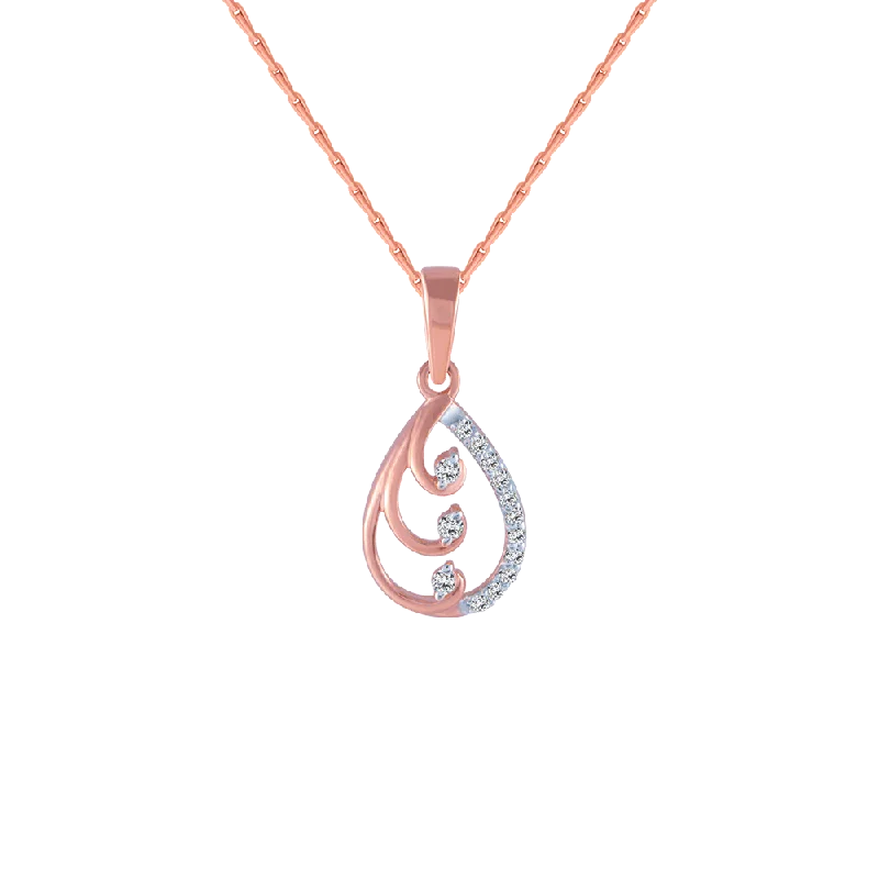 necklaces layered trendy look -18KT (750) Rose Gold And Diamond Pendant For Women