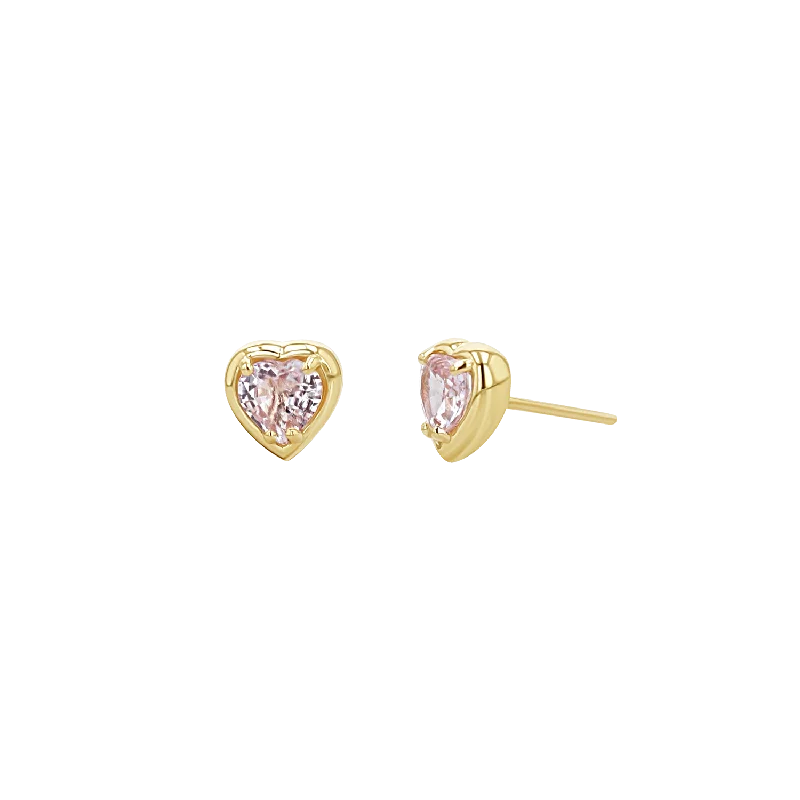 Dainty stud earrings for women -Sapphire Heart Stud Earrings